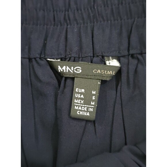 MNG Mango Pleated A-Line Mini Skirt Womens Size Small Navy Blue Pockets - Picture 5 of 9